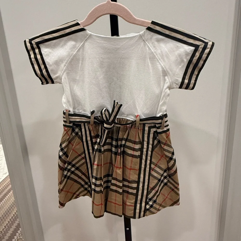 Toddler Neutral Plaid Short-Sleeve Dress